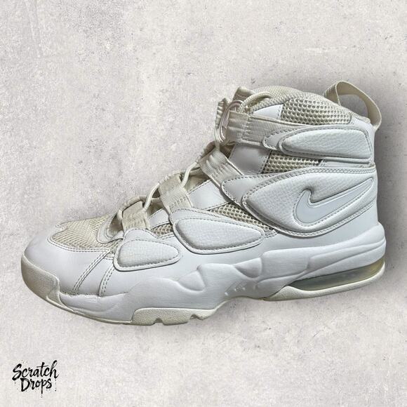 Nike Air Max 2 Uptempo 94 Triple White Men's Size 10.5 Basketball Shoes SM1 - Picture 1 of 9